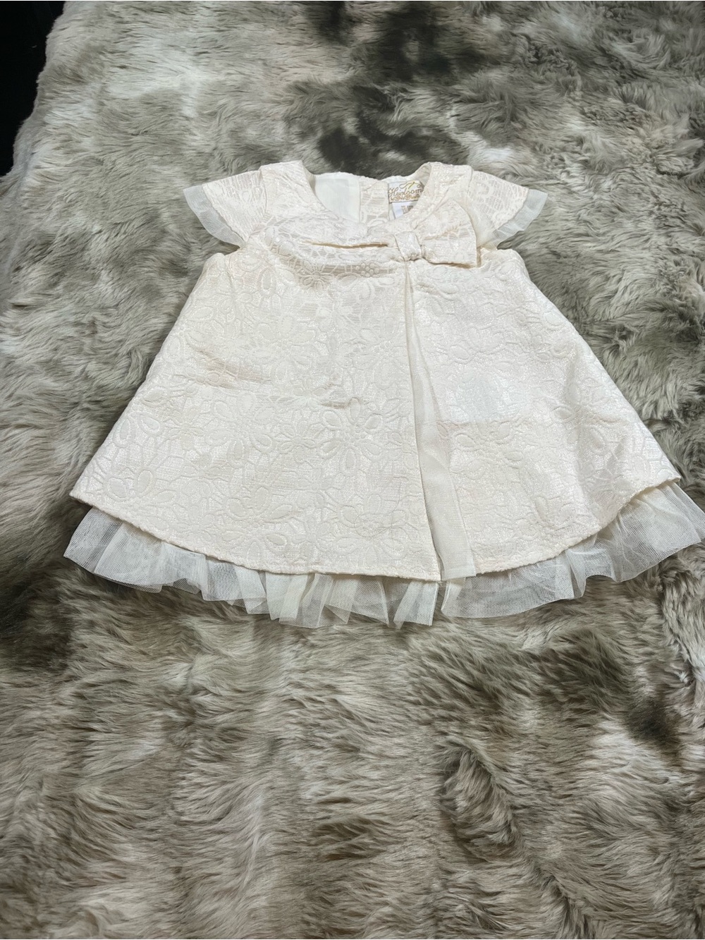 Baby Girls Lace & Tulle Party Dress in Ivory